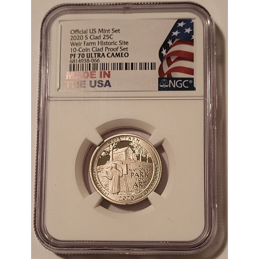 2020 S Clad Weir Farm NP Quarter Proof PF70 UC NGC Made in USA/Flag Label